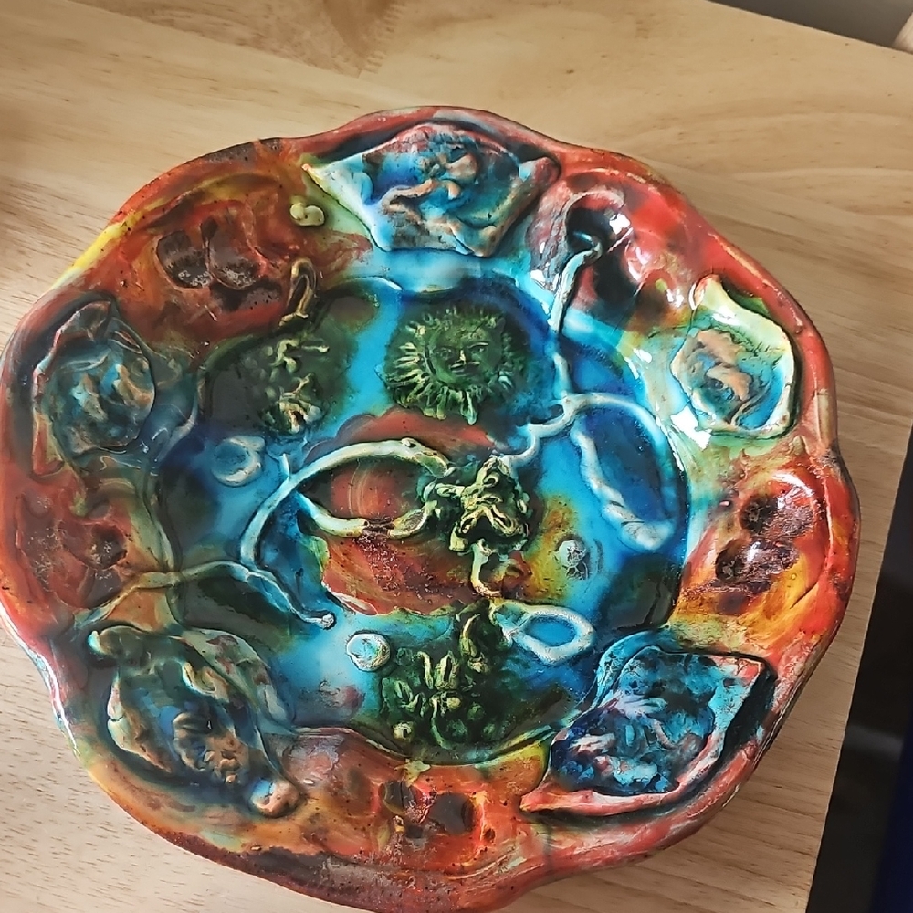 Source Unknown Colorful Ceramic Art Plate